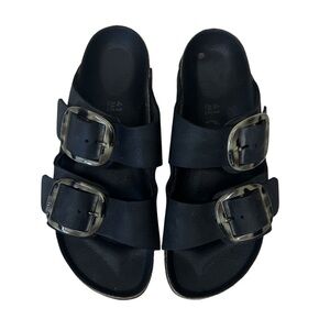 Birkenstock Arizona Big Buckle Torty Black Two Strap Sandals Size 41